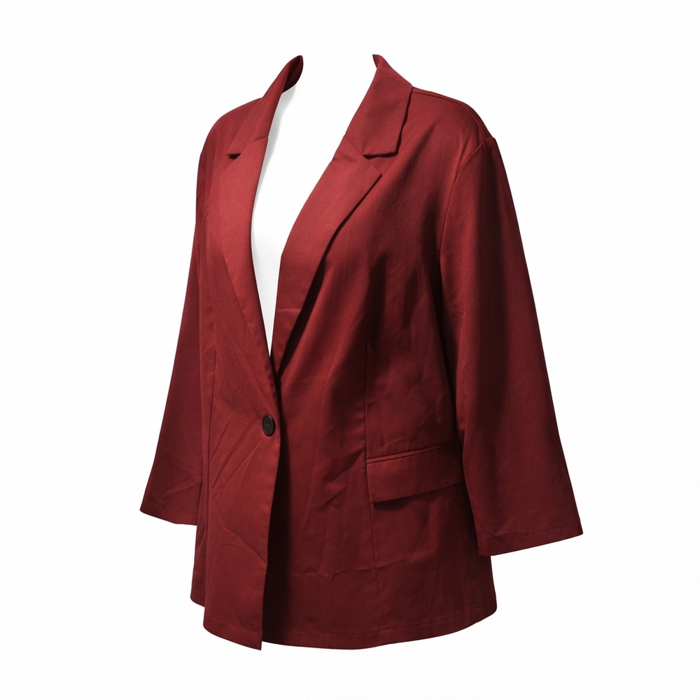 Shein Women's Burgundy Single Button Blazer - Like New - Picture 4 of 6